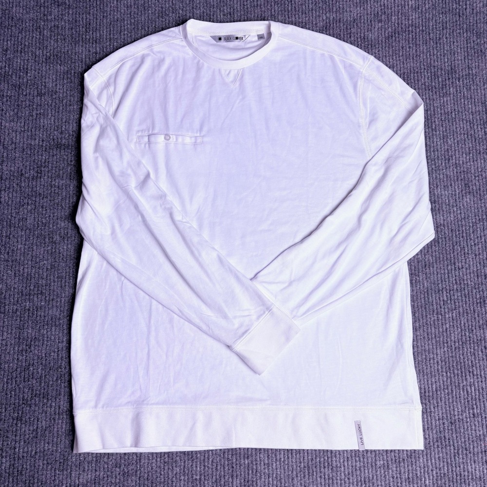 Black Clover Men's XXL Long Sleeve Pocket T Shirt White XXL Live Lucky Golf